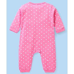 Babyhug 100% Cotton Knit Full Sleeves Rompers with Polka Dots & Bear Print Pack of 2 - Pink & White