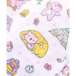 Babyhug 100% Cotton Knit Full Sleeves Rompers with Polka Dots & Bear Print Pack of 2 - Pink & White