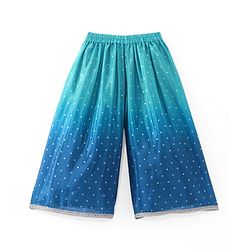 Babyhug Woven Sleeveless Floral & Sequin Embroidered Kurti Palazzo Set with Dupatta - Teal Blue