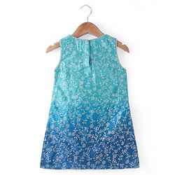 Babyhug Woven Sleeveless Floral & Sequin Embroidered Kurti Palazzo Set with Dupatta - Teal Blue