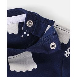 Babyhug Cotton Knit Full Sleeves Night Suit with Ghost & Text Print - Navy Blue