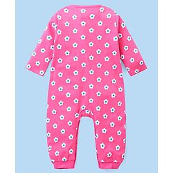 Babyhug 100% Cotton Interlock Knit Full Sleeves Romper Floral Print Pack of 2 - Pink & White