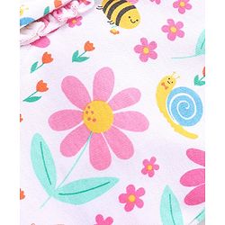 Babyhug 100% Cotton Interlock Knit Full Sleeves Romper Floral Print Pack of 2 - Pink & White