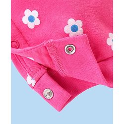 Babyhug 100% Cotton Interlock Knit Full Sleeves Romper Floral Print Pack of 2 - Pink & White
