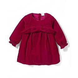 Babyhug Woven Full Sleeves Solid Colour Frock with Stockings & Head Band - Maroon
