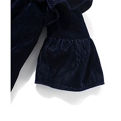 Babyhug Woven Full Sleeves Solid Colour Frock with Stockings & Head Band - Navy Blue