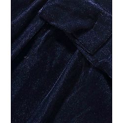 Babyhug Woven Full Sleeves Solid Colour Frock with Stockings & Head Band - Navy Blue