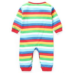 Babyhug 100% Cotton Knit Full Sleeves Rompers with Striped & Bear Print Pack of 2 - Red Green & White