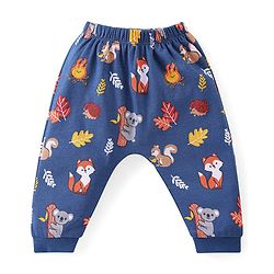 Babyhug 100% Cotton Full Sleeves Onesies with Leggings  & Cap Mitten Booties Koala Print - Red & Navy