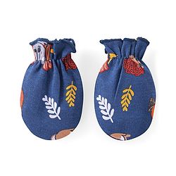 Babyhug 100% Cotton Full Sleeves Onesies with Leggings  & Cap Mitten Booties Koala Print - Red & Navy