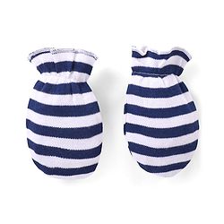 Babyhug 100% Cotton Knit Full Sleeves  Booties Striped &  Dino Printed Onesie with Leggings Pair of Mittens & Booties - Red