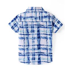 Babyhug Cotton Woven Half Sleeves Checkered Shirt - Blue & White