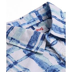 Babyhug Cotton Woven Half Sleeves Checkered Shirt - Blue & White