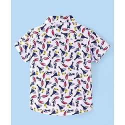 Babyhug Cotton Woven Half Sleeves Birds Printed Shirt -White