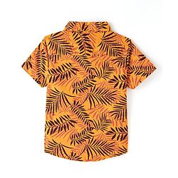 Babyhug Cotton Knit Half Sleeves Regular Collar Shirt Leaves Print- Yellow