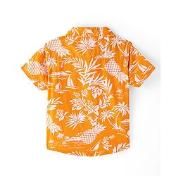 Babyhug Cotton Knit Half Sleeves Regular Collar Shirt Floral Print- Yellow