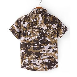 Babyhug Cotton Woven Half Sleeves Camouflage Printed Shirt - Brown & White
