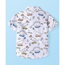 Babyhug Cotton Woven Half Sleeves Dino Printed Shirt -White
