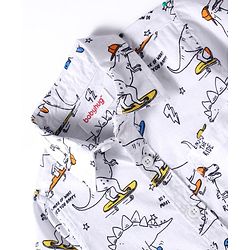 Babyhug Cotton Woven Half Sleeves Dino Printed Shirt -White
