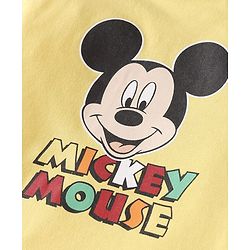 Babyhug Disney Single Jersey Knit Full Sleeves Mickey Mouse Printed T-Shirt &  Full Length Dungaree - White & Yellow