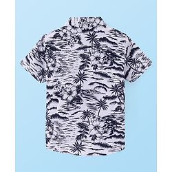 Babyhug Cotton  Woven Half Sleeves Beach Theme Printed Shirt - White