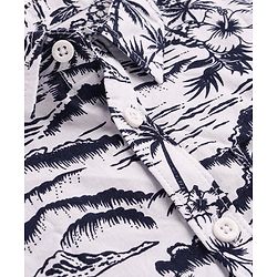 Babyhug Cotton  Woven Half Sleeves Beach Theme Printed Shirt - White