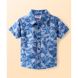 Babyhug Cotton Woven Half Sleeves Shirt with Tropical Theme Print - Blue