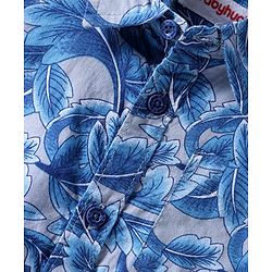 Babyhug Cotton Woven Half Sleeves Shirt with Tropical Theme Print - Blue