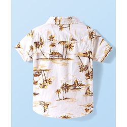 Babyhug Cotton Knit Half Sleeves Regular Collar Shirt Beach Theme Print - White