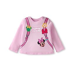 Babyhug Disney Single Jersey Knit Full Sleeves Top & Joggers Set With Minnie Mouse Graphics & Functional Bag Applique - Pink & Lavender