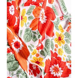 Babyhug Single Jersey Knit Full Sleeves Frock With Floral Print - Multicolor
