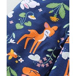 Babyhug Single Jersey Knit Deer Print Jumpsuit with Full Sleeves Inner Top - Navy Blue & White