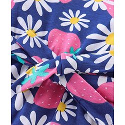 Babyhug Single Jersey Knit Floral Printed Jumpsuit with Full Sleeves Top - Pink & Blue