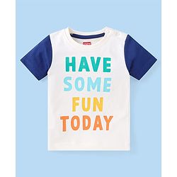Babyhug Terry Knit Full Sleeves Tropical Theme & Text  Printed Hooded Sweatjacket & Lounge Pant with T-Shirt - Navy Blue