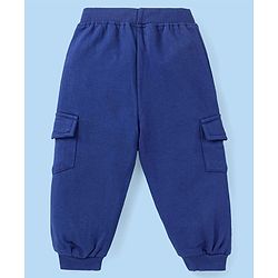 Babyhug Terry Knit Full Sleeves Tropical Theme & Text  Printed Hooded Sweatjacket & Lounge Pant with T-Shirt - Navy Blue