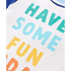 Babyhug Terry Knit Full Sleeves Tropical Theme & Text  Printed Hooded Sweatjacket & Lounge Pant with T-Shirt - Navy Blue