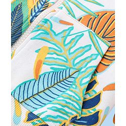 Babyhug Terry Knit Full Sleeves Tropical Theme & Text  Printed Hooded Sweatjacket & Lounge Pant with T-Shirt - Navy Blue