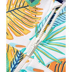 Babyhug Terry Knit Full Sleeves Tropical Theme & Text  Printed Hooded Sweatjacket & Lounge Pant with T-Shirt - Navy Blue
