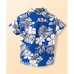 Babyhug Cotton Woven Half Sleeves Shirt with Floral Print - Blue
