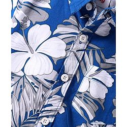 Babyhug Cotton Woven Half Sleeves Shirt with Floral Print - Blue