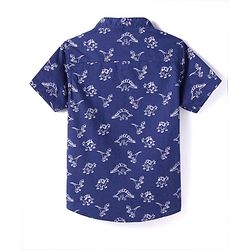 Babyhug Cotton Woven Half Sleeves Dino Printed Shirt -Navy