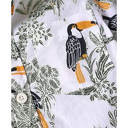 Babyhug Cotton Knit Half Sleeves Shirt with Bird Print -  White