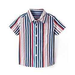 Babyhug Cotton Woven Half Sleeves Striped Shirt - Multicolour