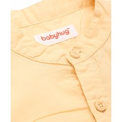 Babyhug Cotton Woven Half Sleeves Solid Color Shirt - Peach