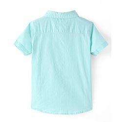 Babyhug Cotton Woven Half Sleeves Shirt with Fox Print - Light Blue