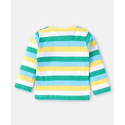 Babyhug Cotton Knit Full Sleeves Striped & Panda Printed T-Shirts Pack of 3 - Green Yellow & Blue