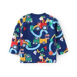 Babyhug Cotton Knit Full Sleeves T-Shirts With Giraffe & Construction Vehicles Print Pack Of 3 - Multicolor