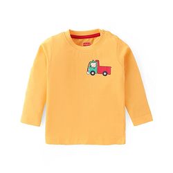 Babyhug Cotton Knit Full Sleeves T-Shirts With Giraffe & Construction Vehicles Print Pack Of 3 - Multicolor