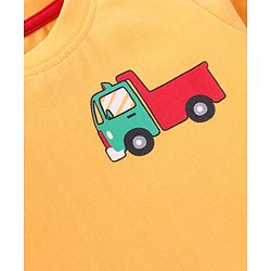 Babyhug Cotton Knit Full Sleeves T-Shirts With Giraffe & Construction Vehicles Print Pack Of 3 - Multicolor