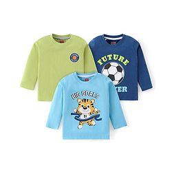 Babyhug Cotton Knit Full Sleeves Printed T-Shirts Pack Of 3 - Multicolor
